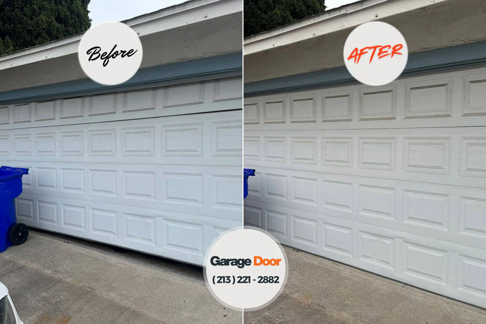 Before and after: garage door repair Warren, OR